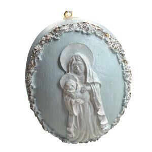 Vintage Silvestri Madonna Child Christmas Ornament Religious Hand Painted Decor
